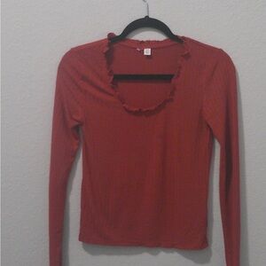 Women's Red Long Sleeve Top